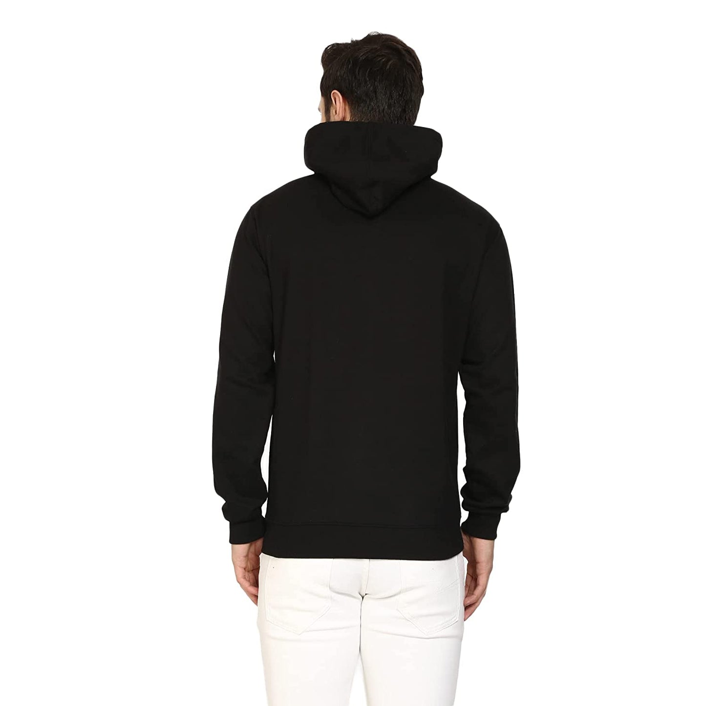 Round Neck Black Color Cotton Full Sleeve Premium Hoodie for Men