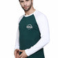 Regular Fit Green White Color Raglan Full Sleeve Premium Class Cotton T-Shirt for Men
