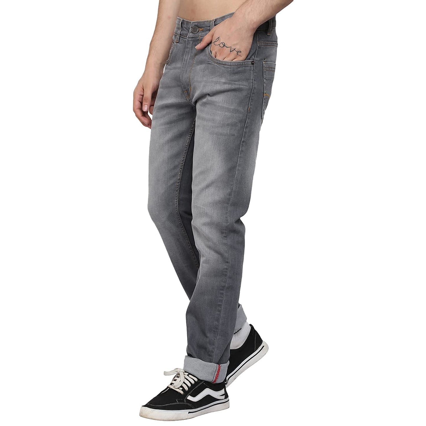 Slim Tapered Grey Color Stylish and Cool Denim Jeans for Men