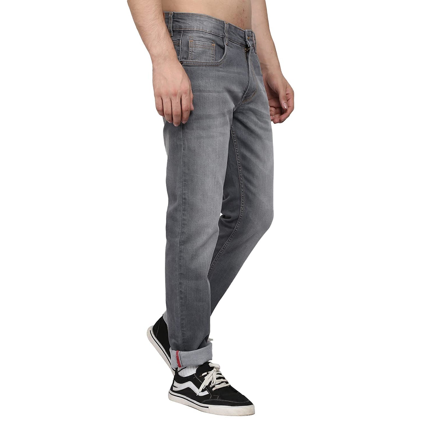 Slim Tapered Grey Color Stylish and Cool Denim Jeans for Men