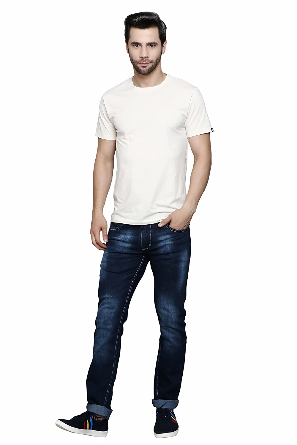 Slim Fit Dark Blue Color with White Shade Design Premium Class Denim Jeans for Men