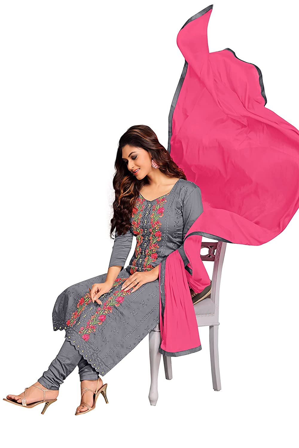 Fashion Women's Cotton Embroidery Dress Material Unstitched