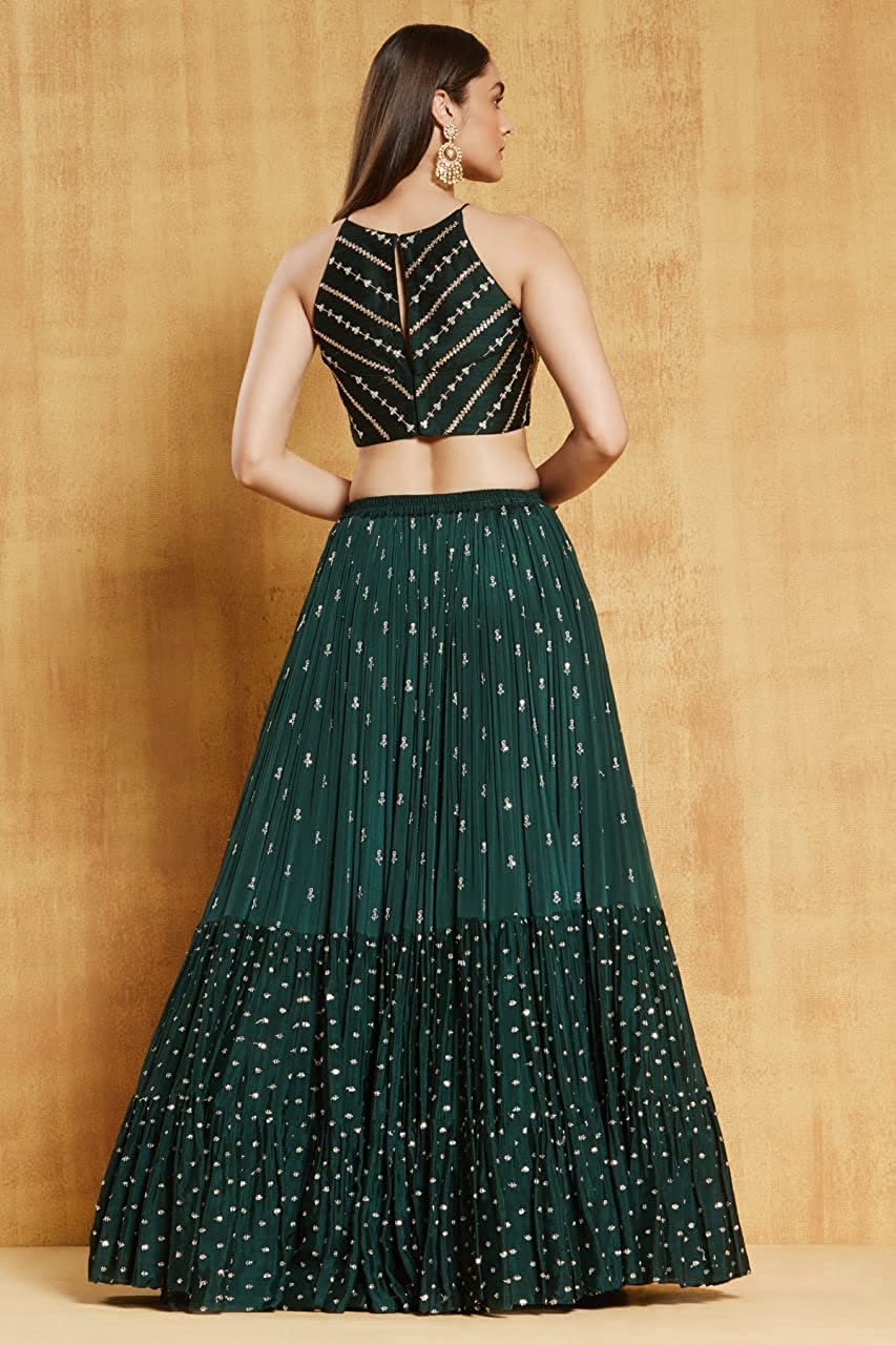 Bottle Green Designer Lehenga choli set