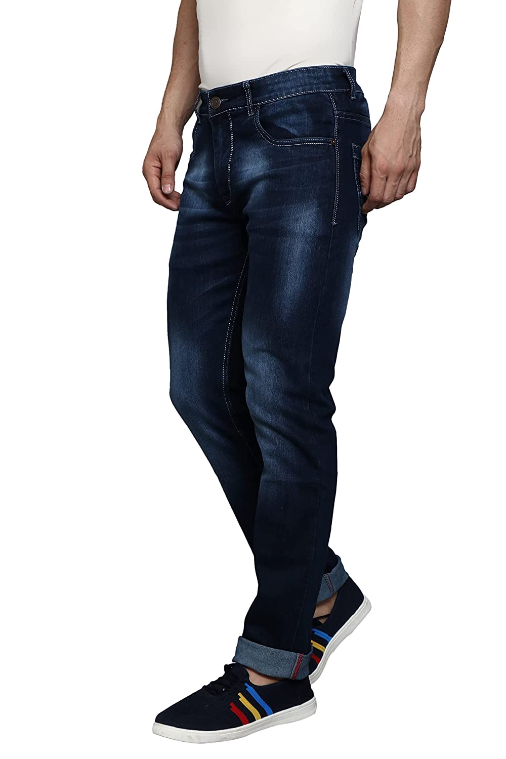 Slim Fit Dark Blue Color with White Shade Design Premium Class Denim Jeans for Men