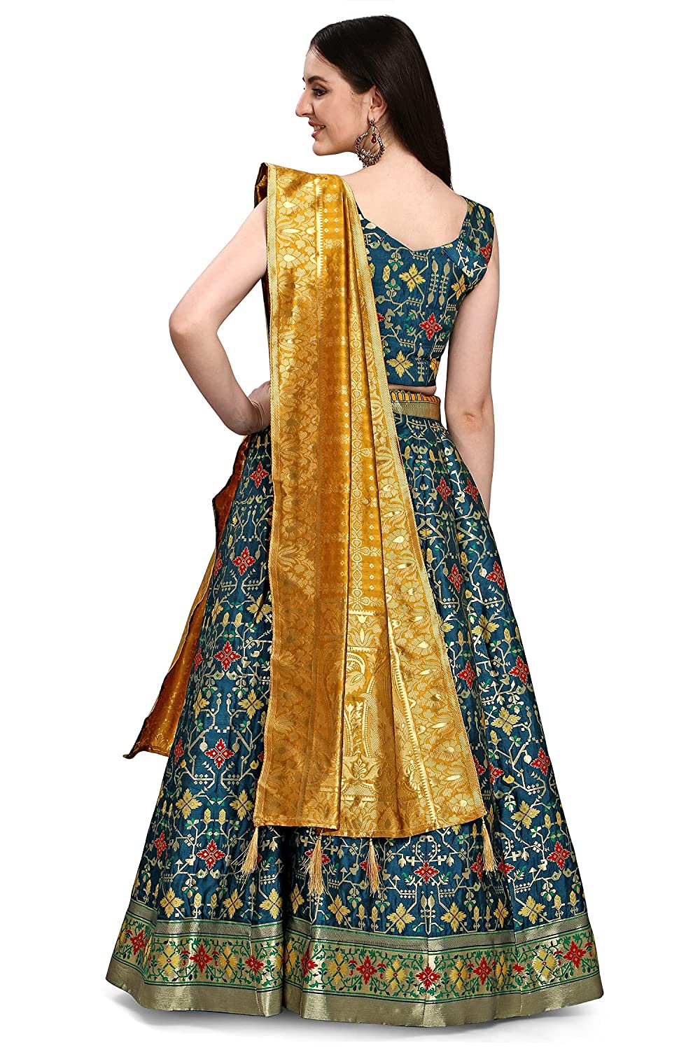 Women's Jacquard Semi-Stitched Lehenga choli