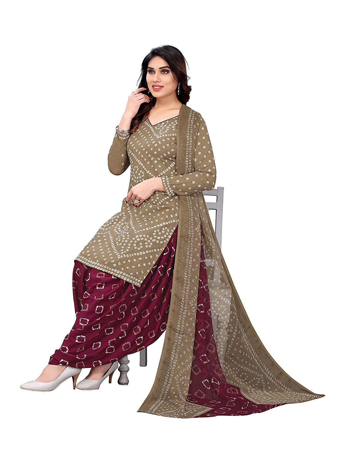 Women Crepe Printed Patiyala Salwar Suit Dress Material
