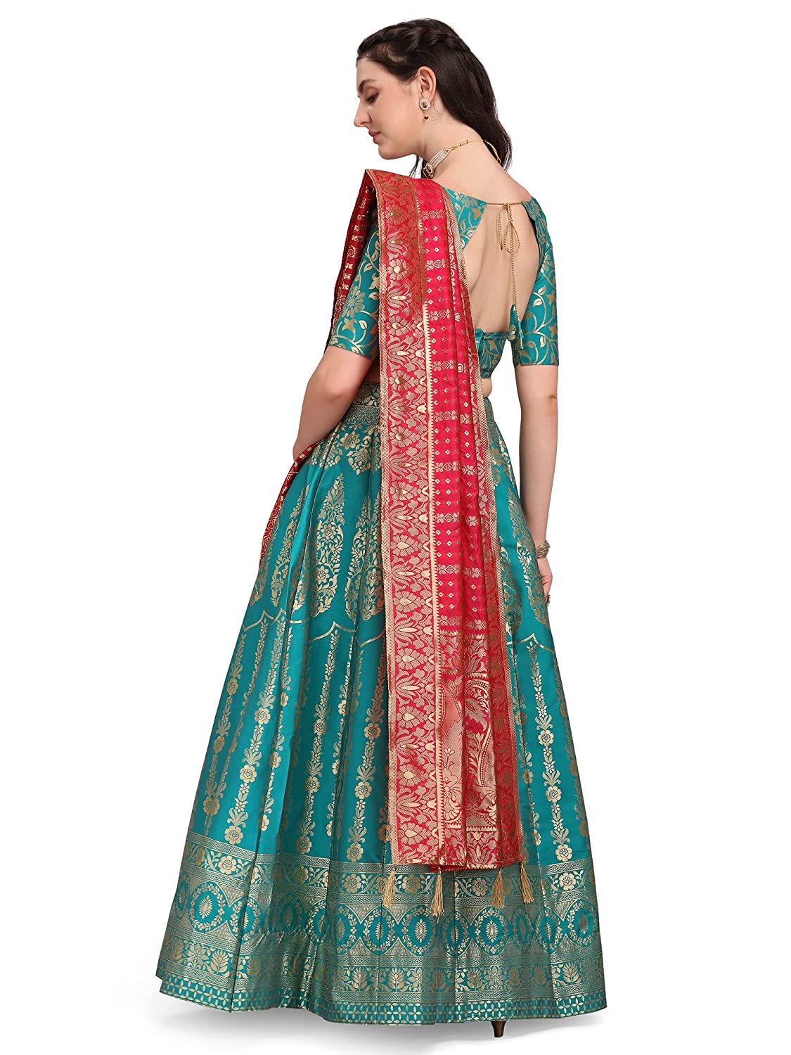 Women's Jacquard Semi-Stitched Lehenga choli