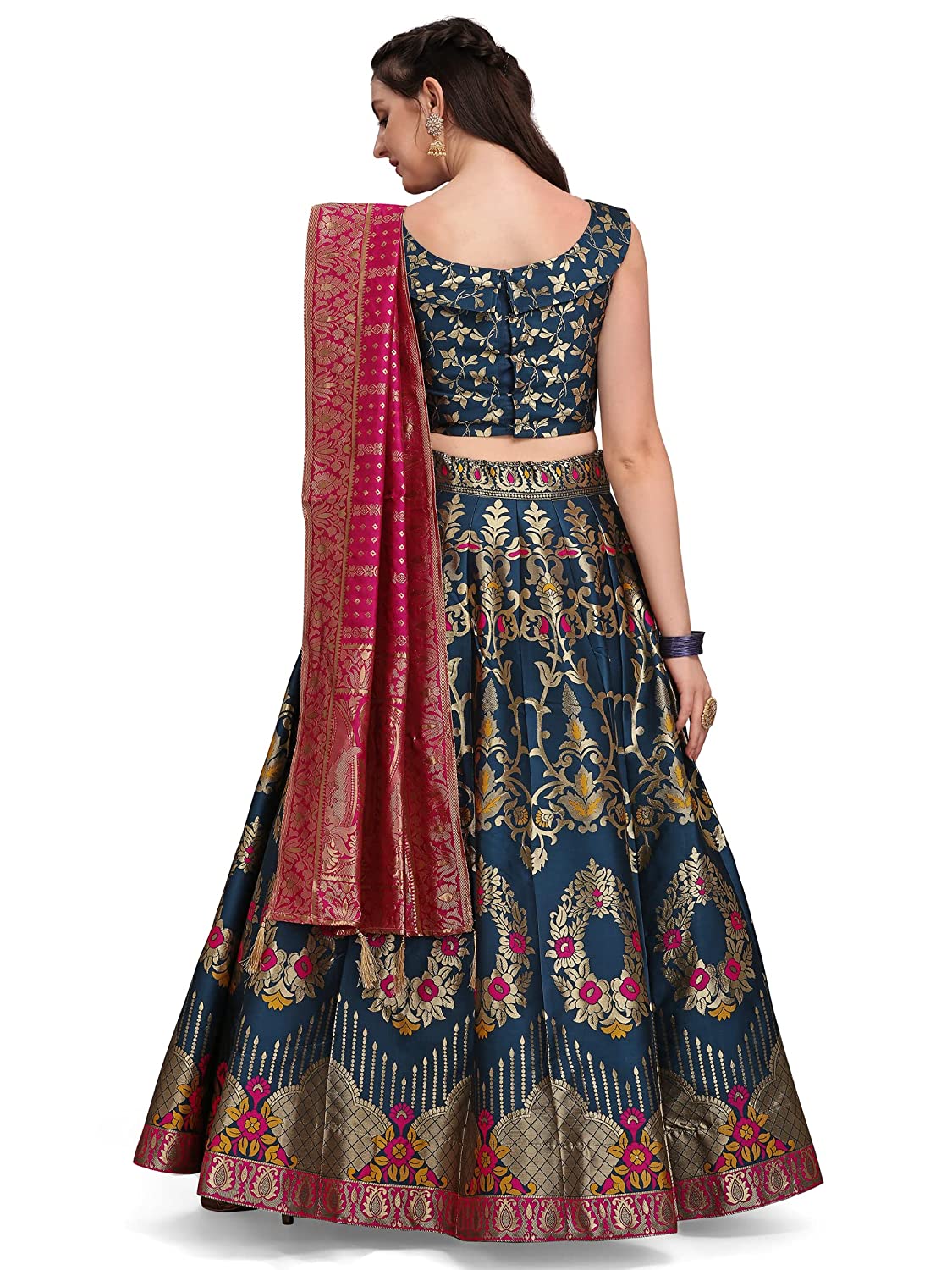 Women's Jacquard Semi-Stitched Lehenga choli