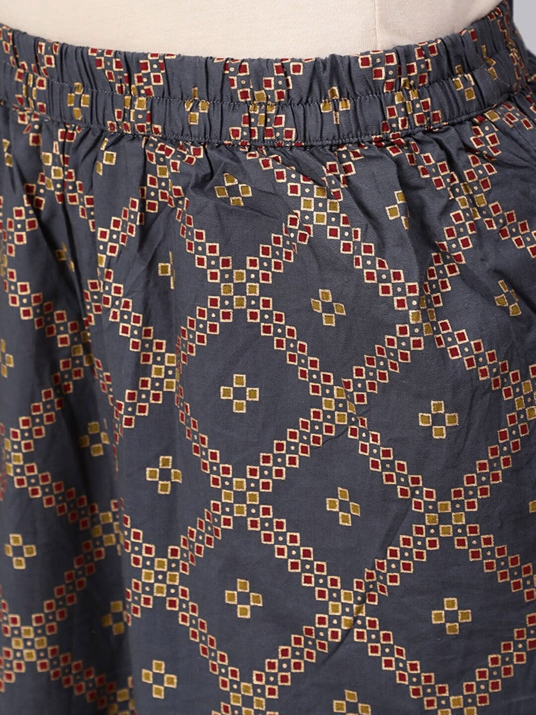 Women's Cotton Printed Straight Kurta with Palazzo Pants & Dupatta Set
