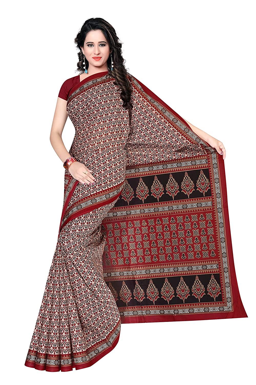 Women's Plain Weave Cotton Saree without Blouse Piece