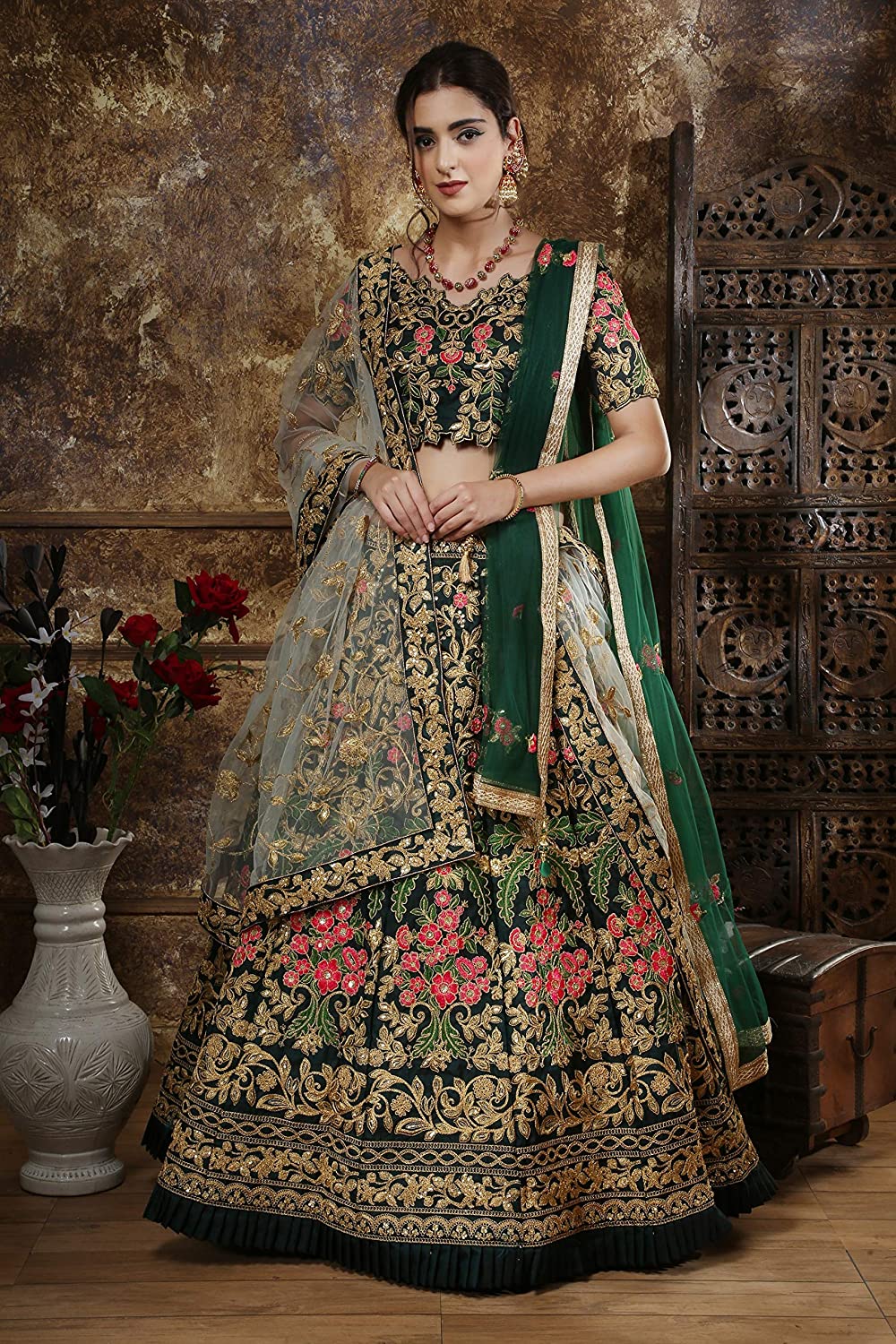 women's Silk Semi stitched lehenga choli set