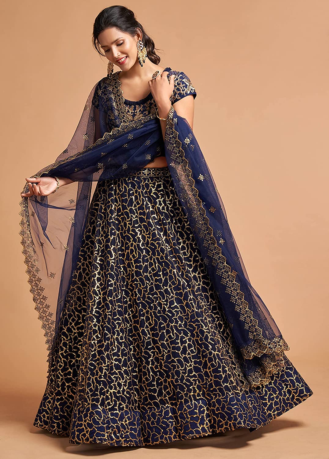 Women's Net Embroidered Semi-Stitched New Lehenga Choli with Dupatta