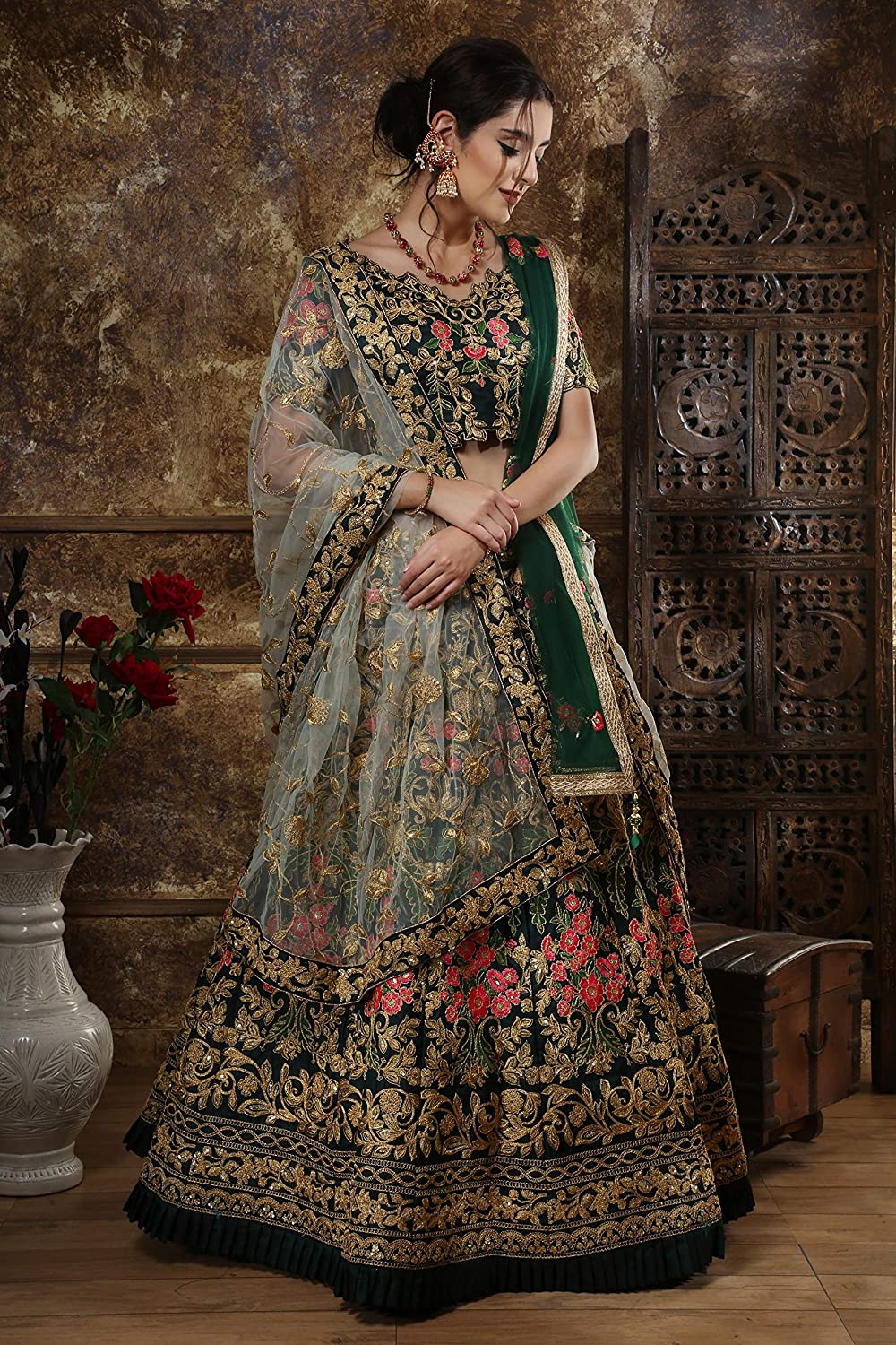 women's Silk Semi stitched lehenga choli set