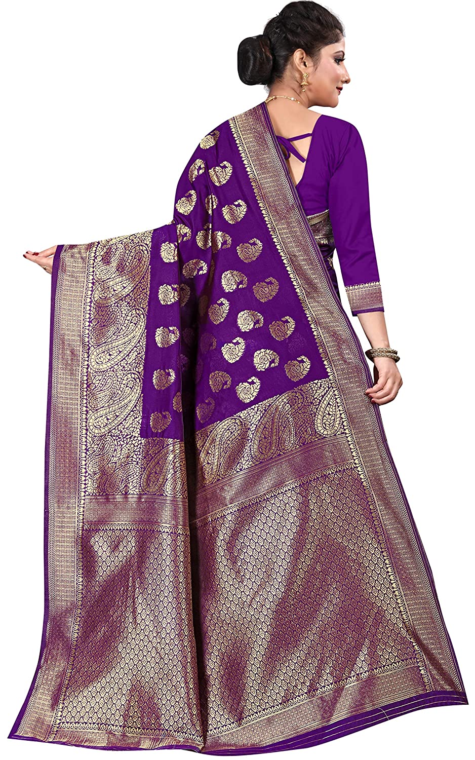 Women's Blend Banarasi Jacquard Woven Designing Saree For Women