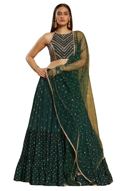 Bottle Green Designer Lehenga choli set