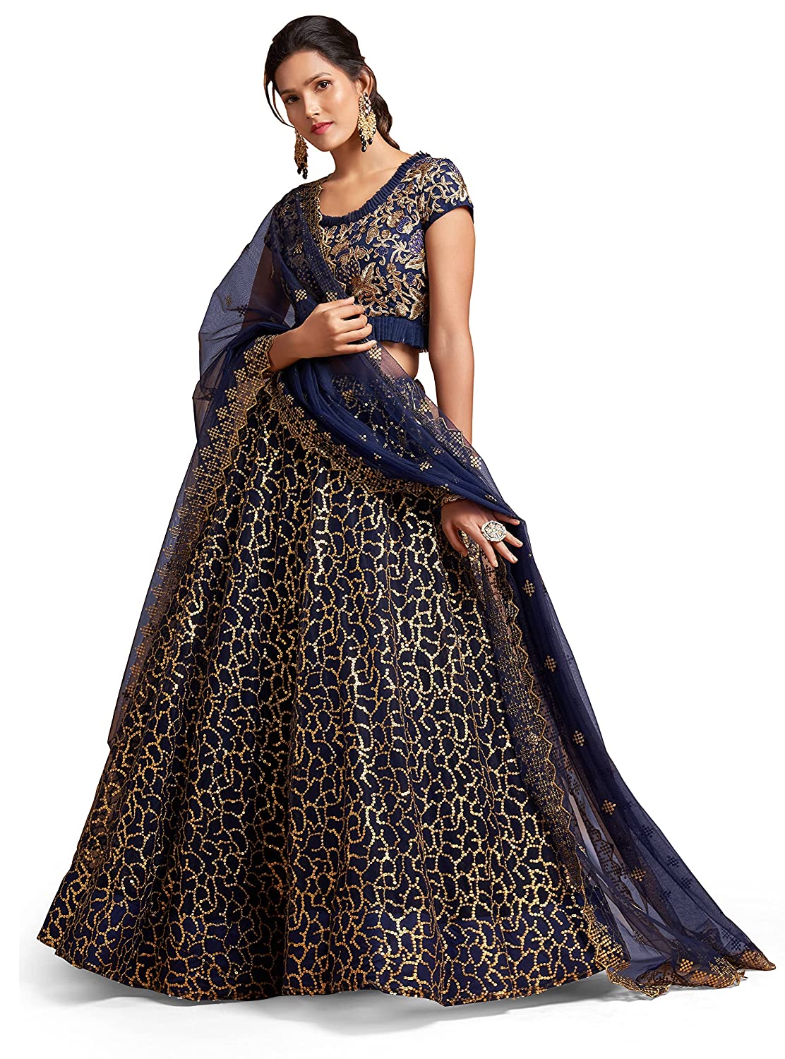 Women's Net Embroidered Semi-Stitched New Lehenga Choli with Dupatta