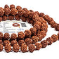 5 Mukhi Rudraksha Mala 108 Beads with Certificate 7 MM (Brown)