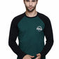 Regular Fit Green Black Color Raglan Full Sleeve Premium Class Cotton T-Shirt for Men