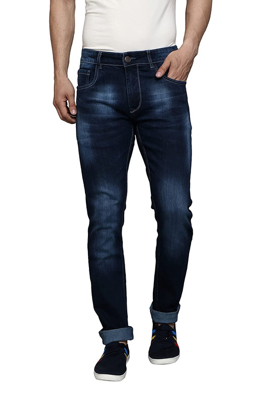 Slim Fit Dark Blue Color with White Shade Design Premium Class Denim Jeans for Men