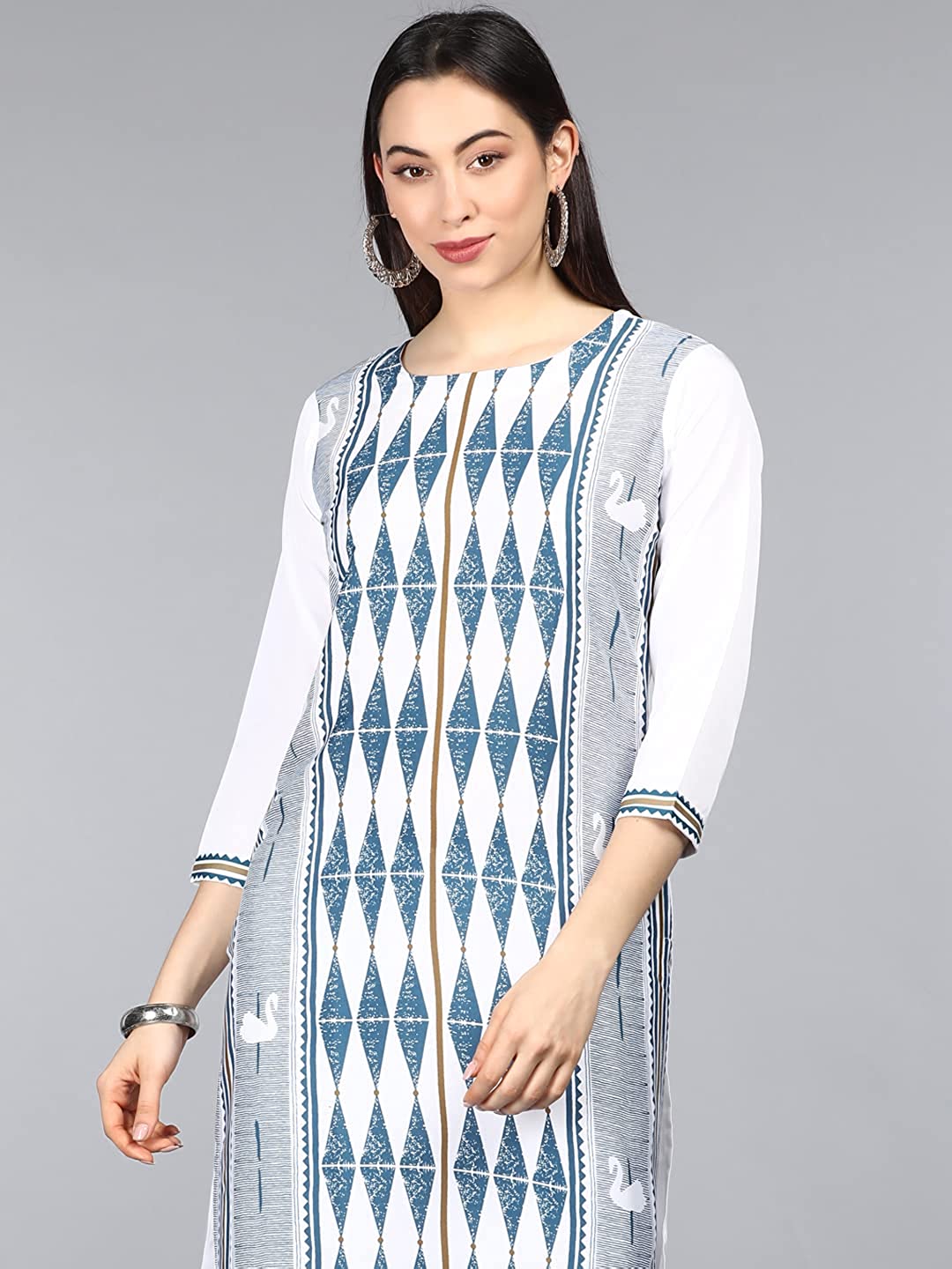 White Multi color Women Kurta