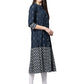 Women's Rayon & Cotton Cambric Zig-Zag Printed A-line Kurta