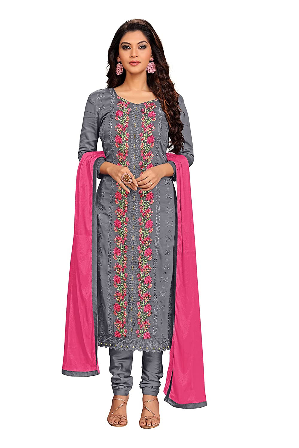 Fashion Women's Cotton Embroidery Dress Material Unstitched