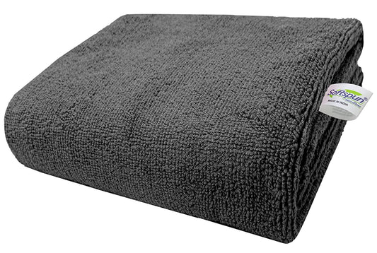 Microfiber Hair & Face Care Bath Towel 1 pc 60x120cm 340 GSM Grey! Ultra Absorbent Super Soft & Comfortable Quick Drying for Men & Women Daily Use Pack of 1 Extra Large Size Unisex.