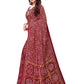 Women's Bandhani Printed Georgette Saree with Unstitched Blouse Piece