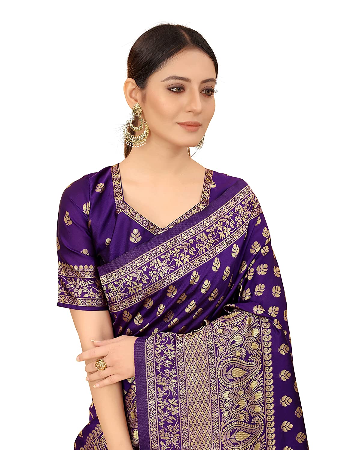 Women’s Daily/Party/Wedding/Casual Wear Rapier Jacquard Banarasi Cotton Silk Saree With Jacquard Designed Unstitched Blouse Piece.