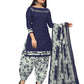 Women's Navy Blue Cotton Printed Unstitched Salwar Suit Material