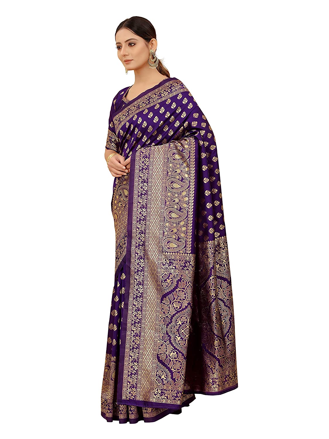 Women’s Daily/Party/Wedding/Casual Wear Rapier Jacquard Banarasi Cotton Silk Saree With Jacquard Designed Unstitched Blouse Piece.